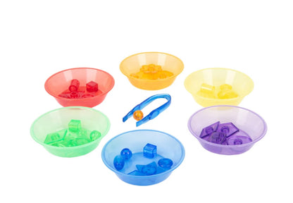Tickit - Transparante sorteerschaaltjes - Set van 6 - Regenboog